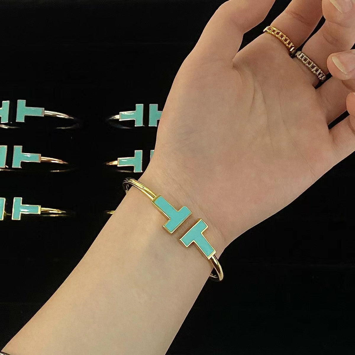 TIFFANY T WIDE TURQUOISE OPEN BRACELET