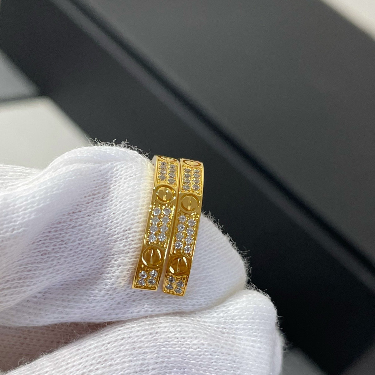 CARTIER LOVE DIAMOND GOLD HOOP EARRINGS