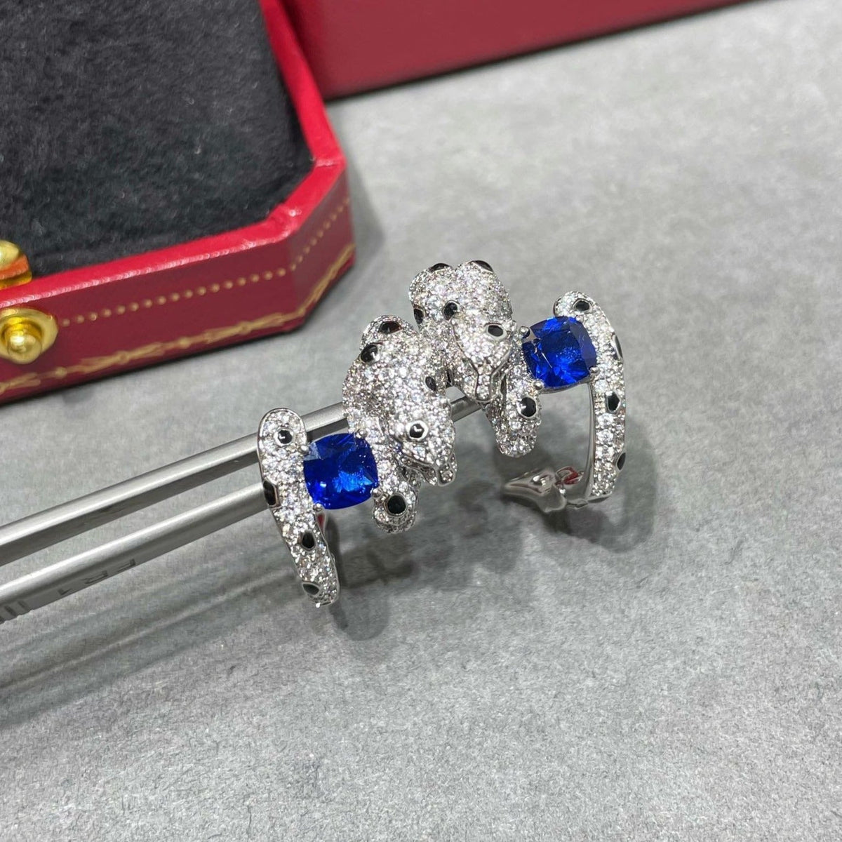 CARTIER PANTHERE DE CARTI BLUE DIAMOND EARRINGS