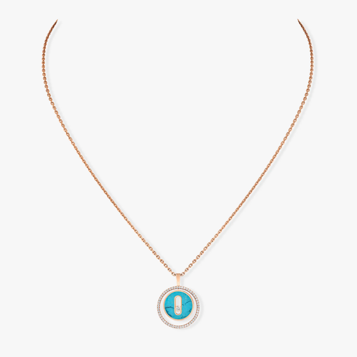 MESSIKA LUCKY MOVE 1 DIAMOND TURQUOISE PINK GOLD DIAMOND NECKLACE