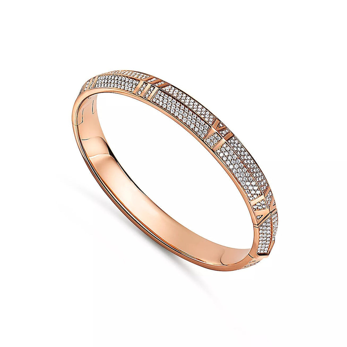 TIFFANY ATLAS X PINK GOLD DIAMOND PAVED BRACELET