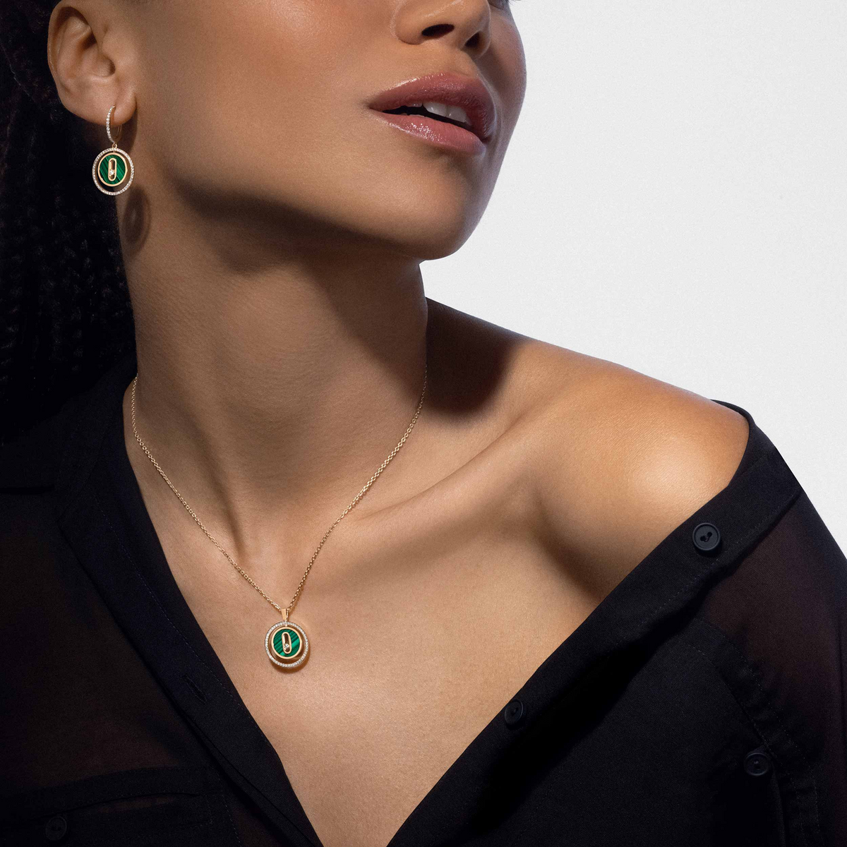 MESSIKA LUCKY MOVE 1 DIAMOND MALACHITE GOLD DIAMOND NECKLACE