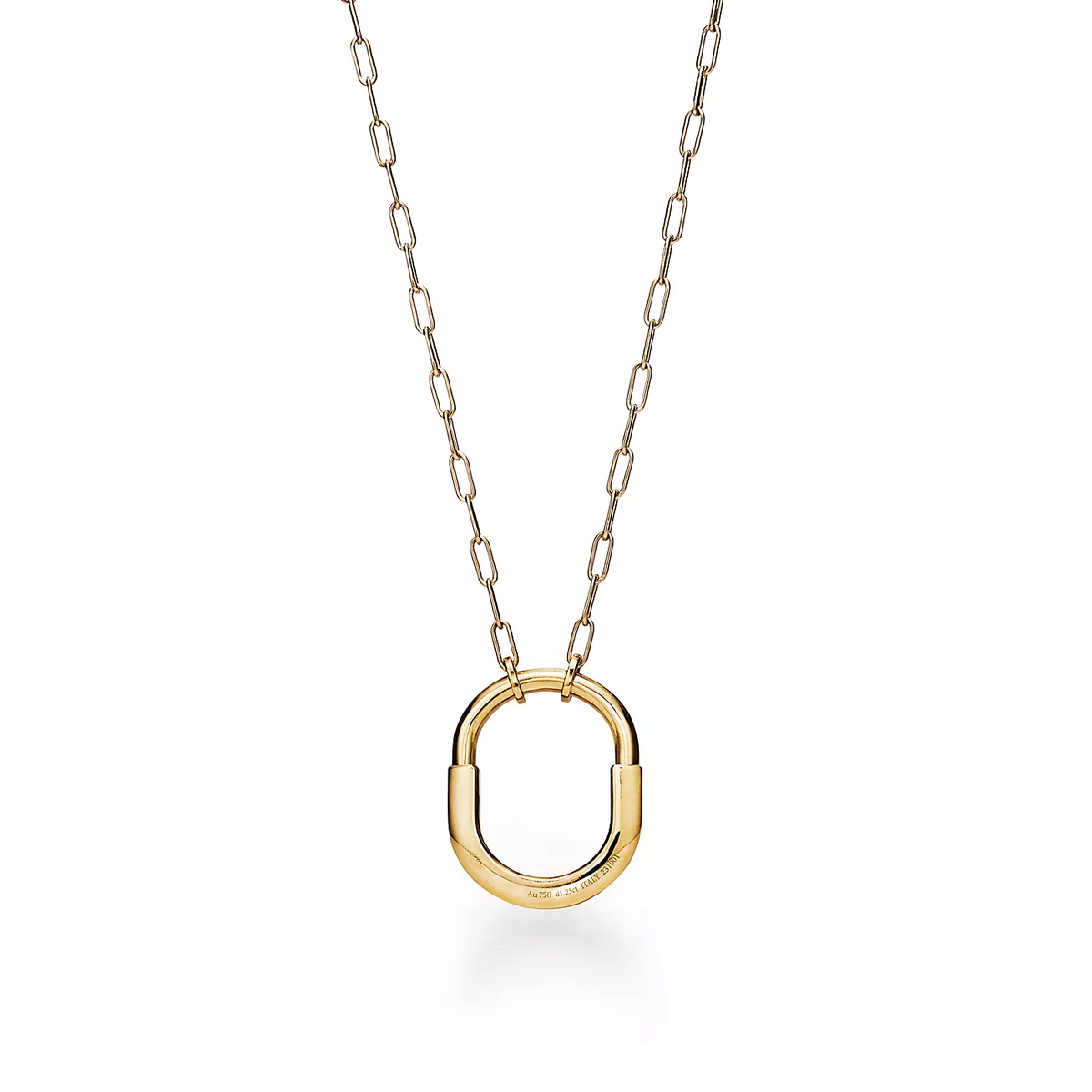 TIFFANY LOCK NECKLACE MEDIUM PENDANT GOLD PAVED DIAMONDS
