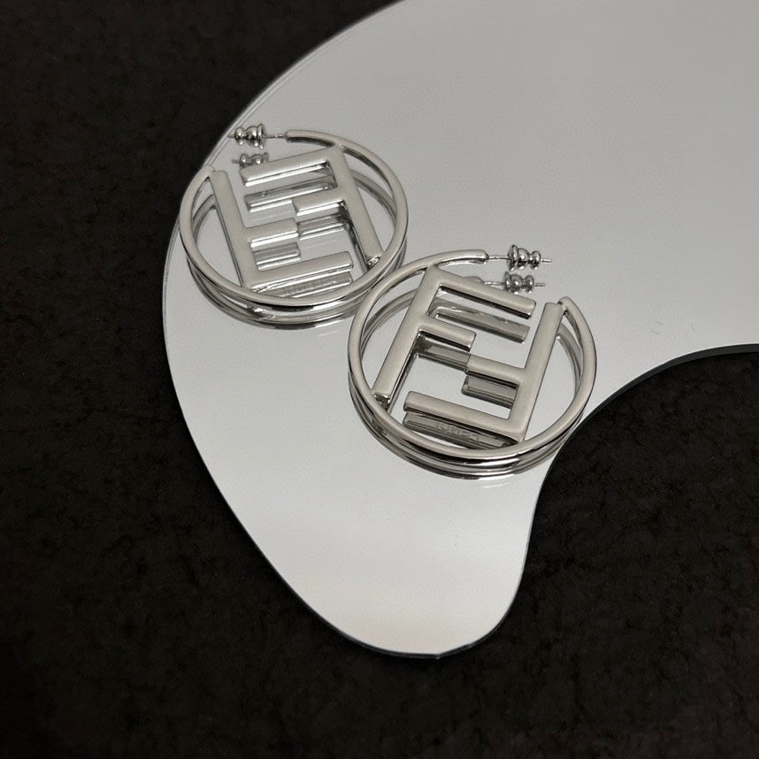 FENDI DOUBLE F SILVER EARRINGS