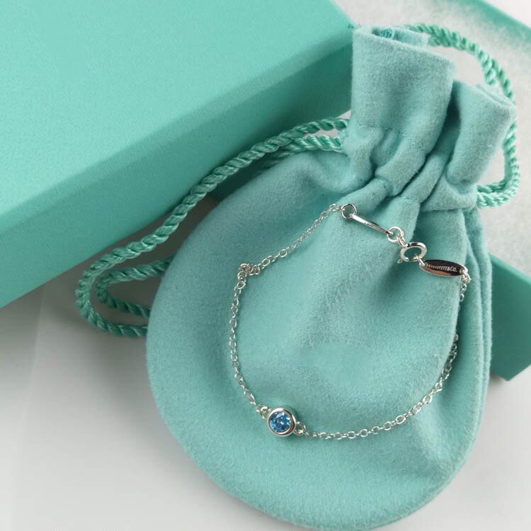 TIFFANY DIAMOND STERLING SILVER AQUAMARINE BUBBLE BRACELET